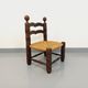 Vintage Charles Dudouyt Brutalist Low Chair in Wood and Straw, 1940s