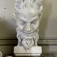 Pair of white statuary marble consoles, with faun heads