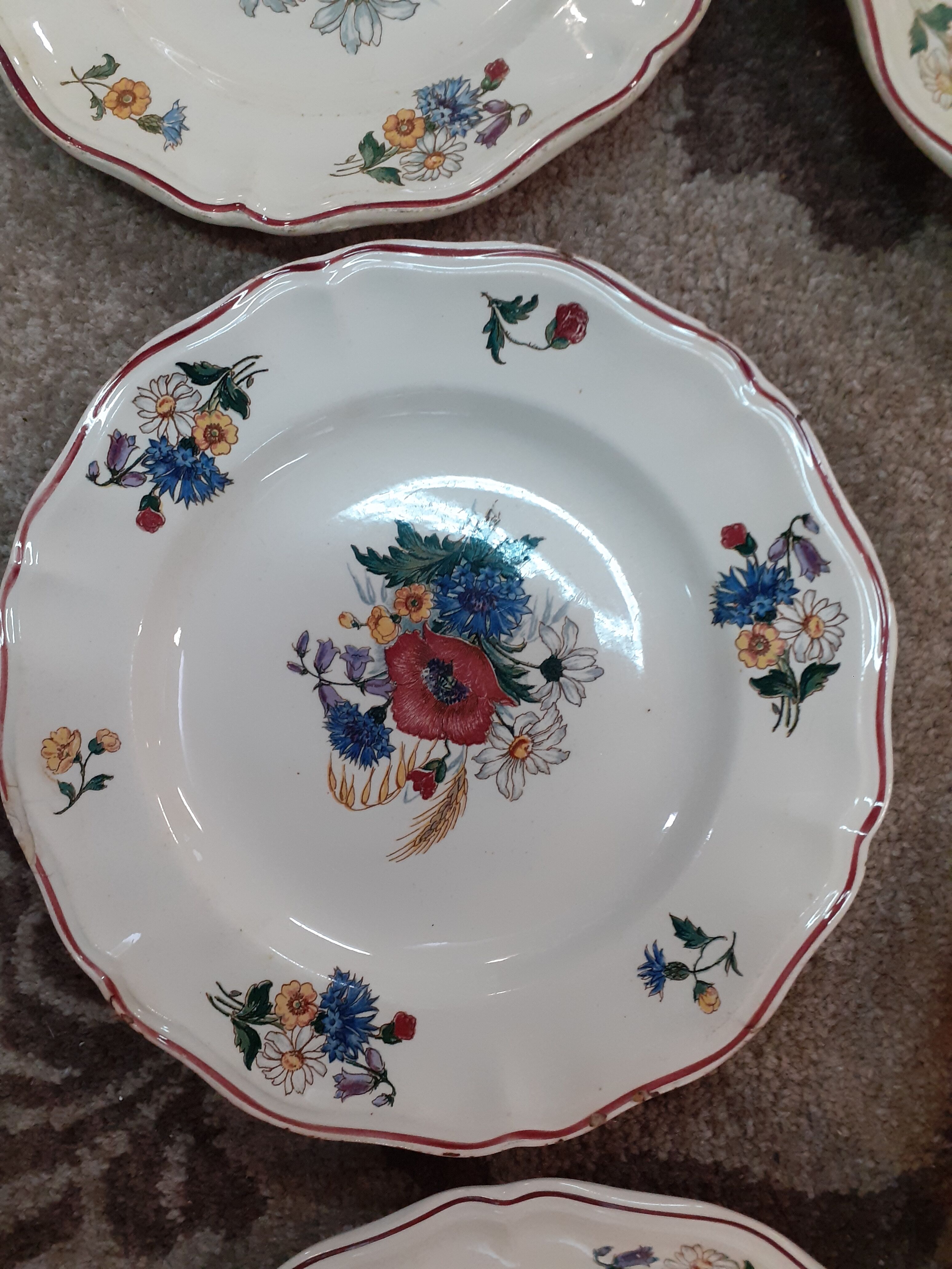 Lot of 6 flat plates Sarreguemines model aggressive