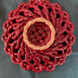 Fruit basket in burgundy basketry slip braided burgundy year 60