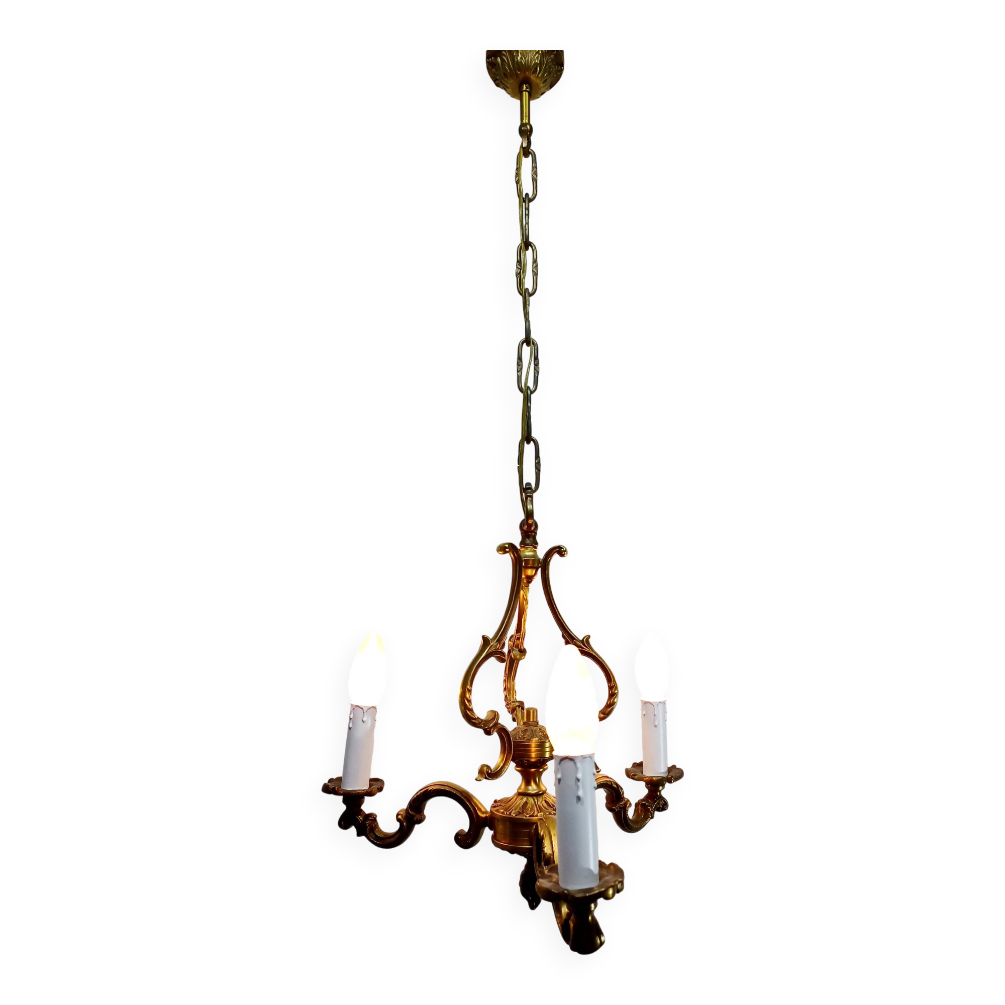 3-light bronze chandelier