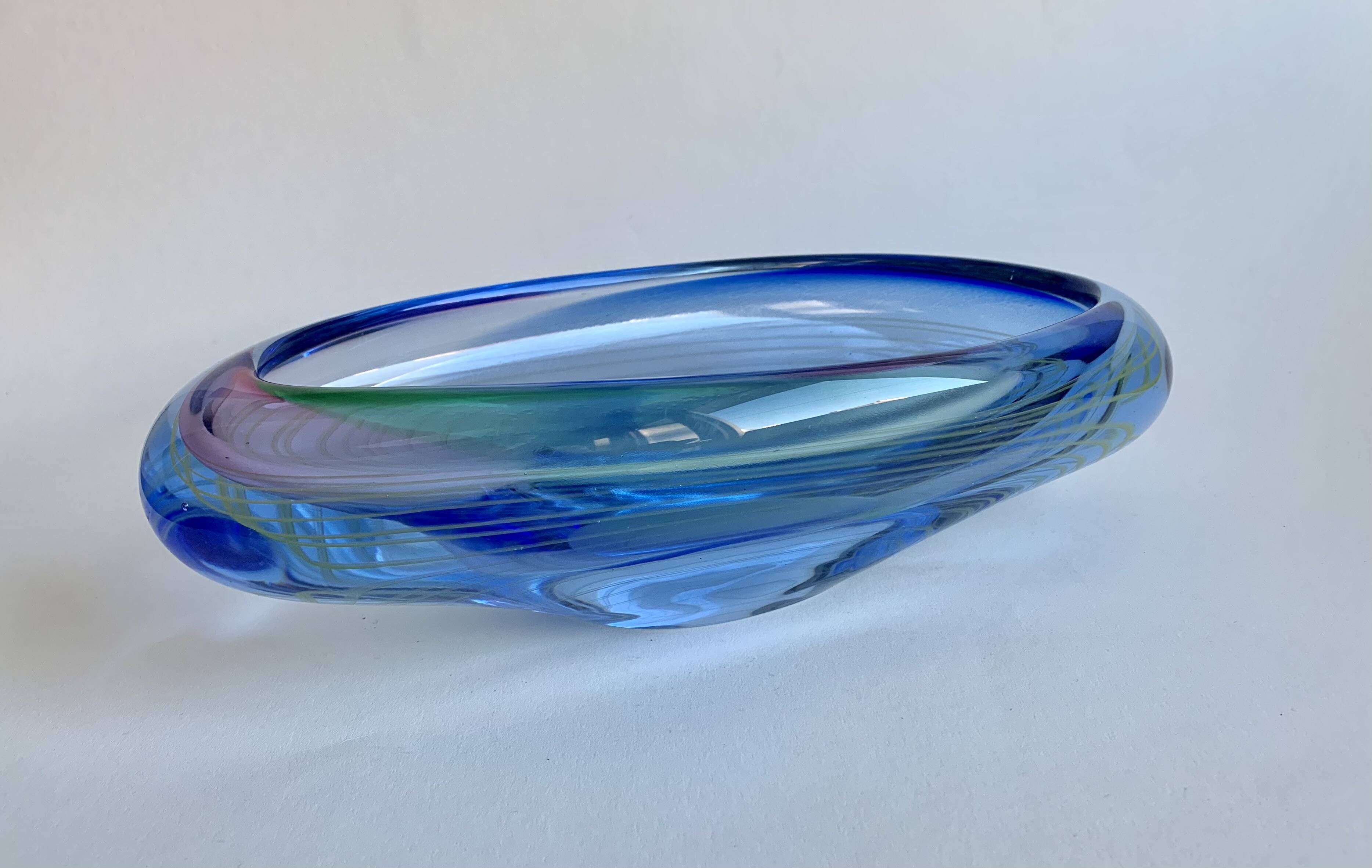 Large glass bowl, Murano, 1980s.