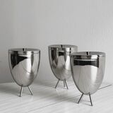 3 pots à condiment en métal argenté
