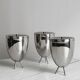 3 silver metal condiment pots