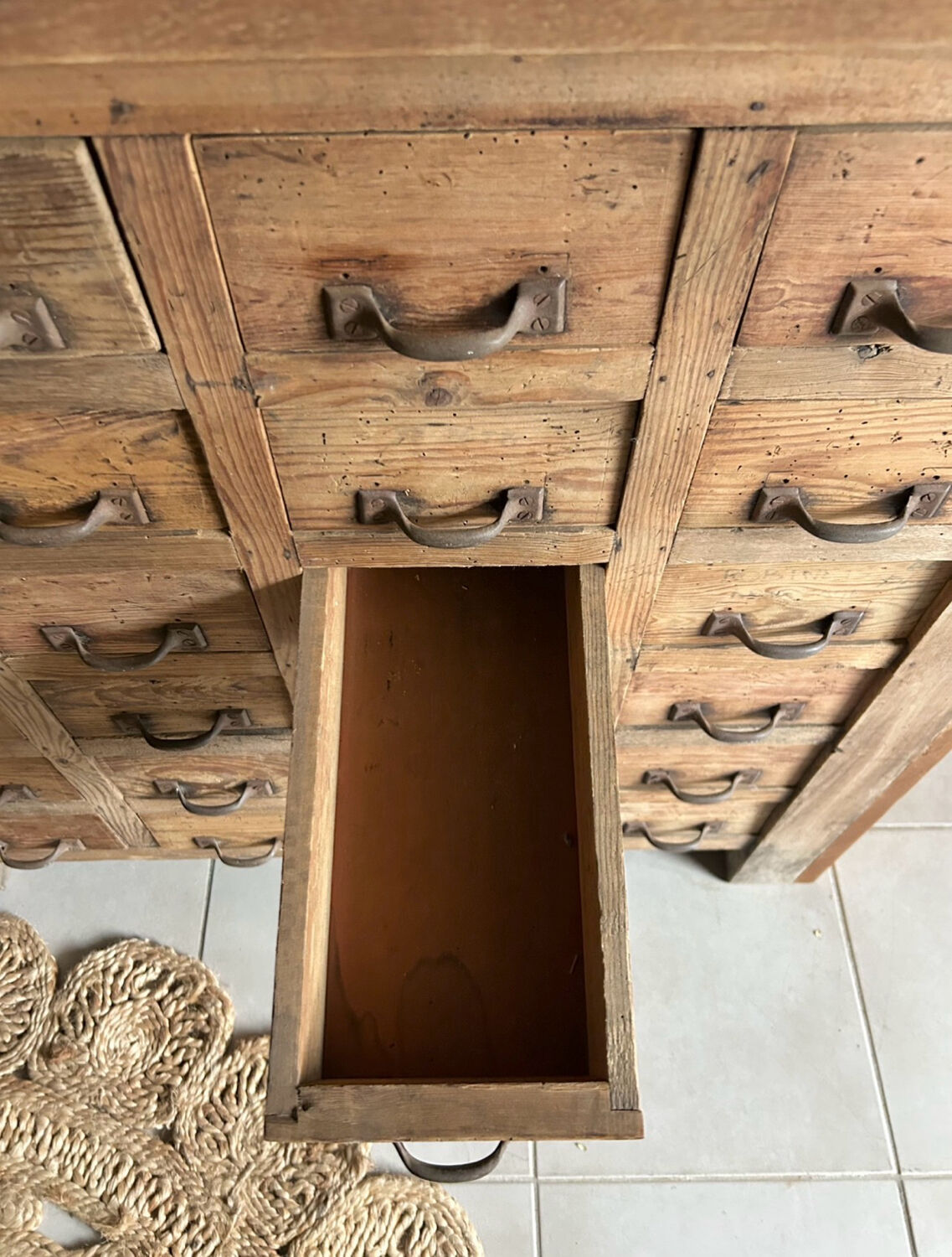Old multi-drawer workbench furniture