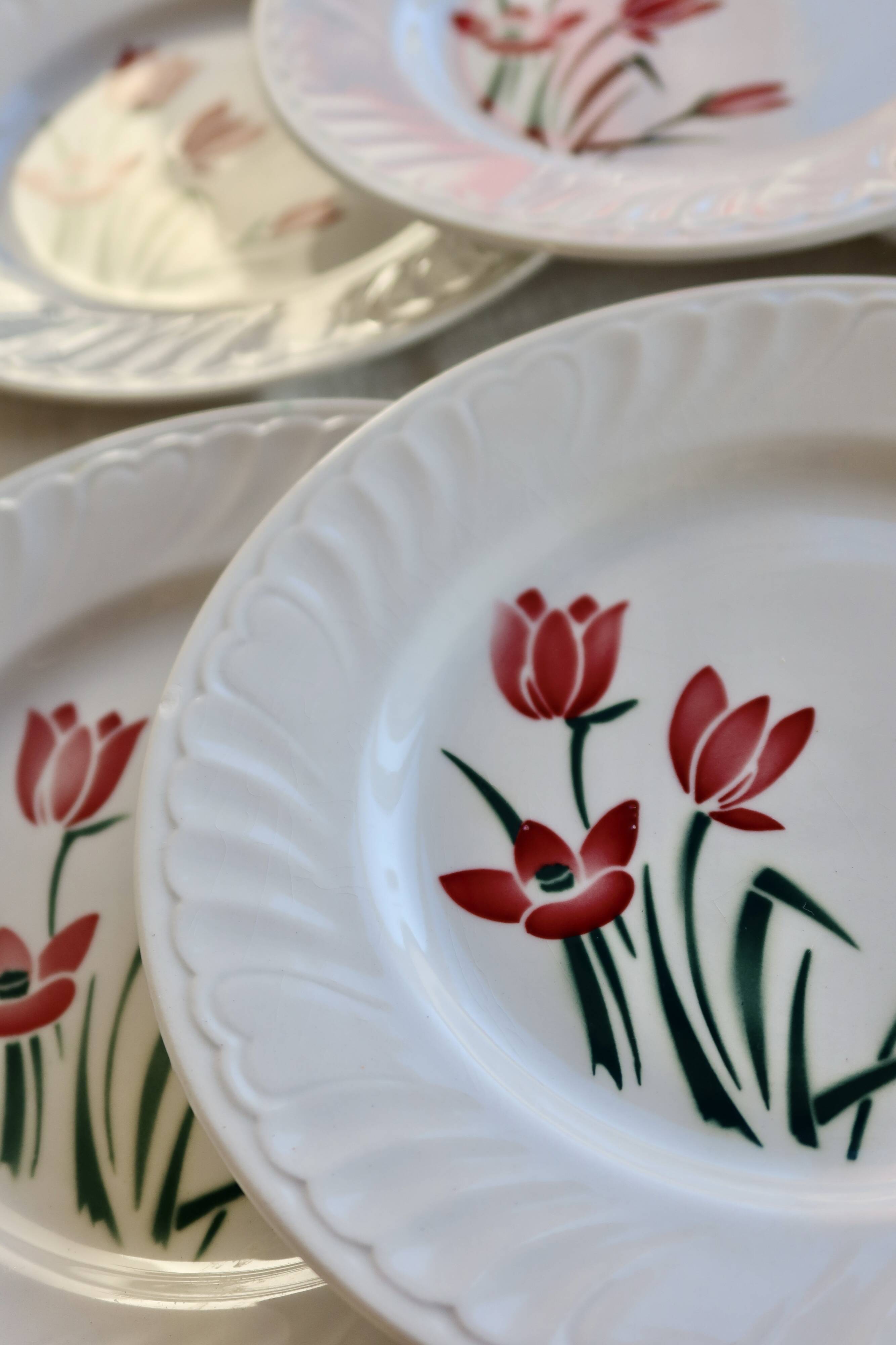 6 vintage dessert plates Badonviller model Crocus