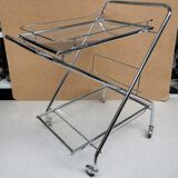 Folding trolley / Vintage bar, glass and chrome 70's