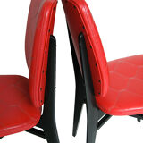 Set of 4 red quilted skai chairs year 50