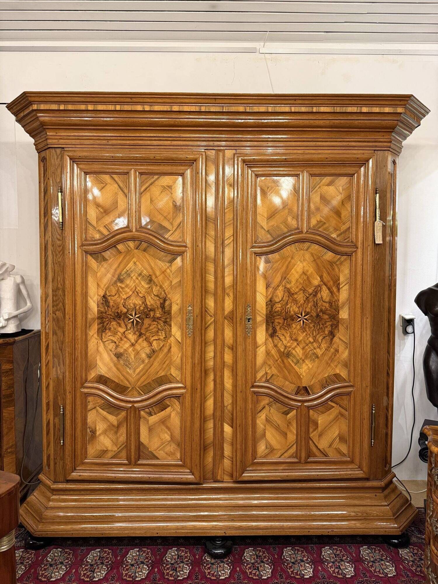 Large Baroque Wardrobe, Oak & Walnut Marquetry, Germany, ca. 1780