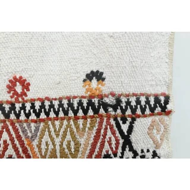 1970s Vintage Turkish Handmade Wool Cotton Beige Kilim Rug 108x151