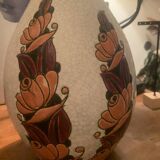 D1965 Charles Catteat Boch Frères Keramis vase with flowers