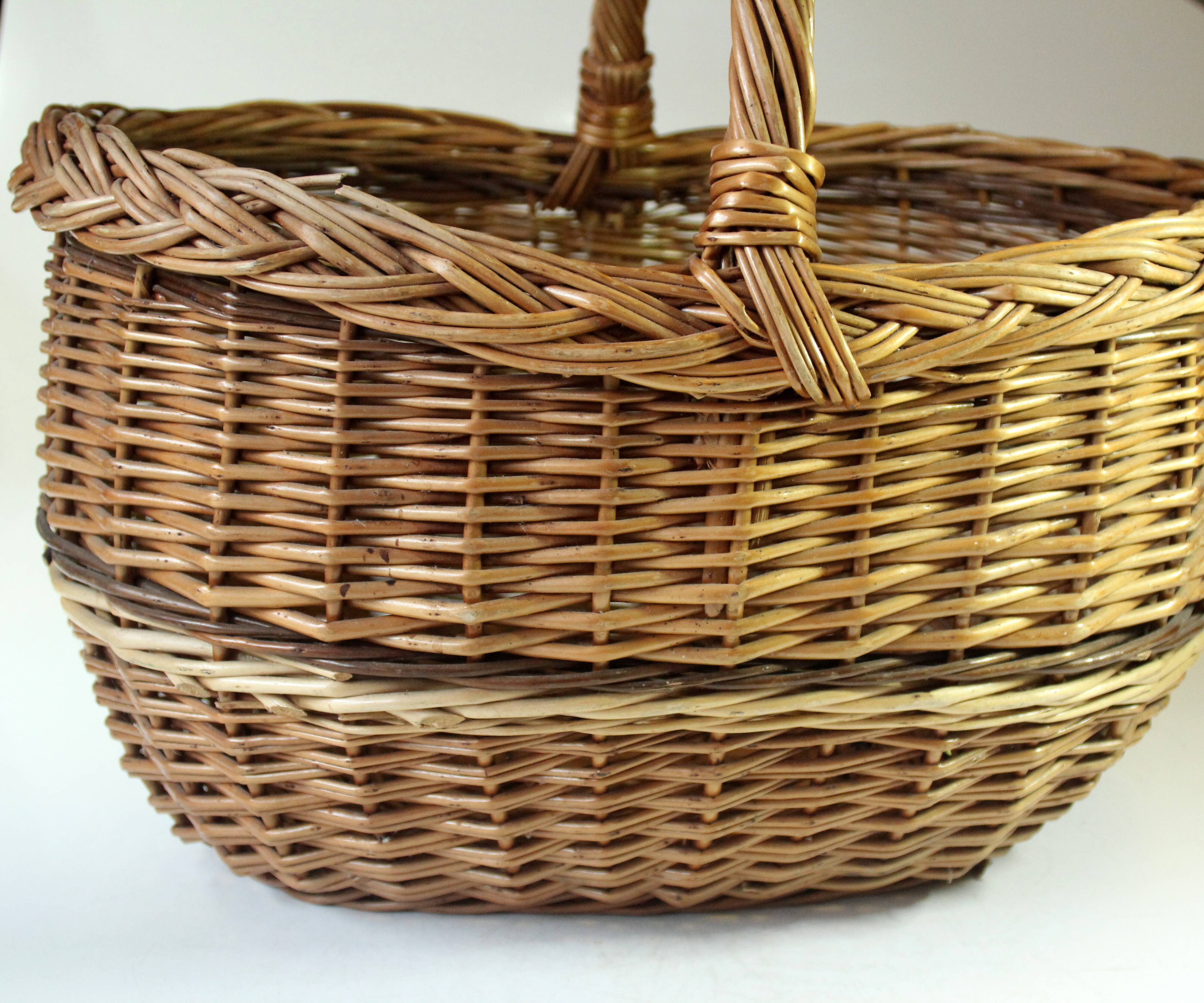 Wicker shopping basket, braided, handmade, vintage