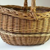 Wicker shopping basket, braided, handmade, vintage