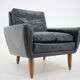 1960s black lether danish armchair
