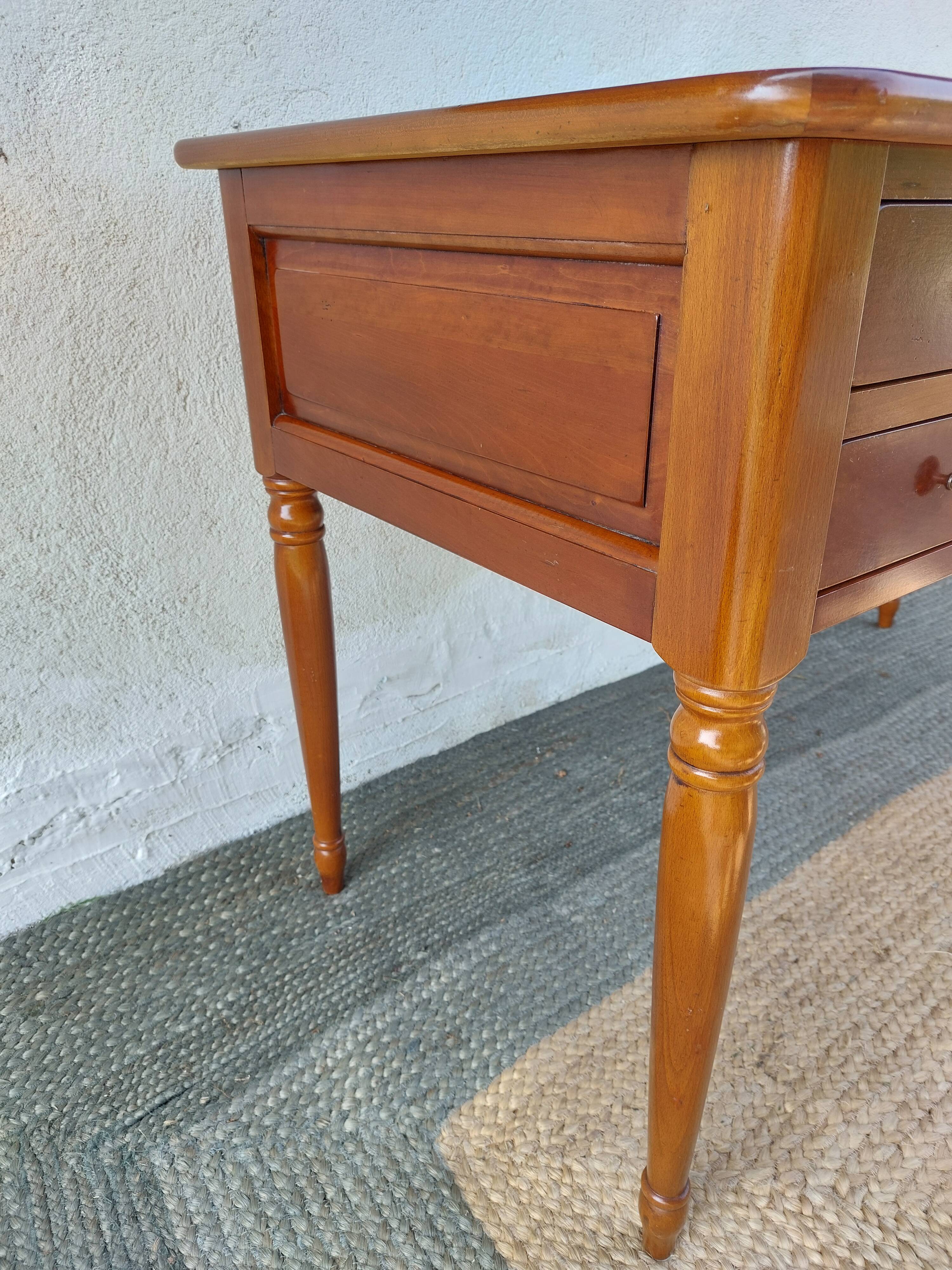 Desk, black leather top