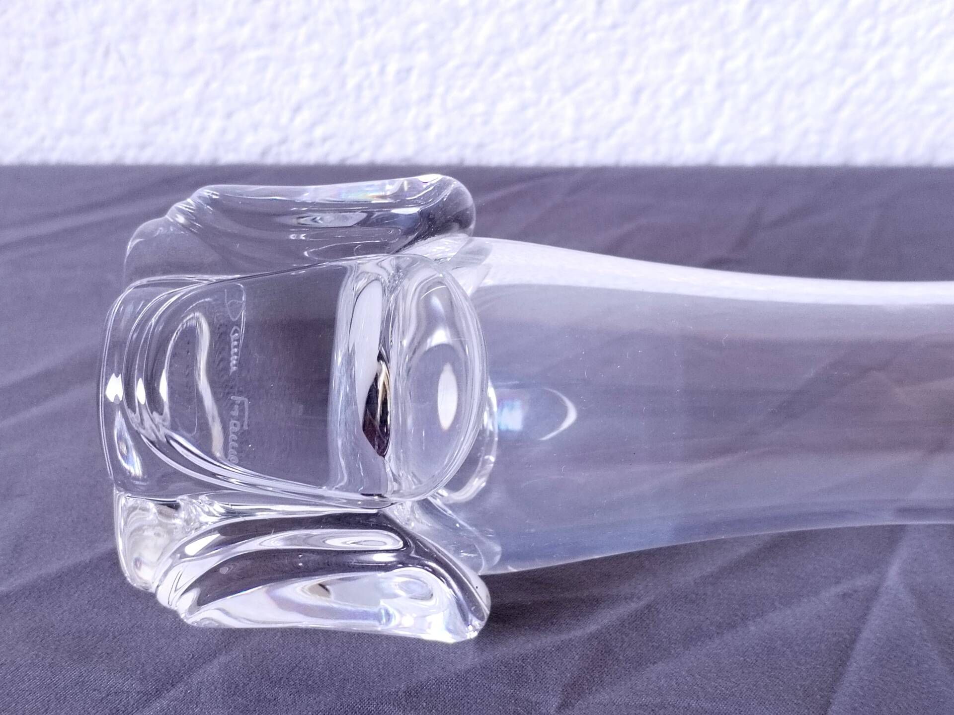 Vintage trumpet vase in crystal signed Daum France 21cm