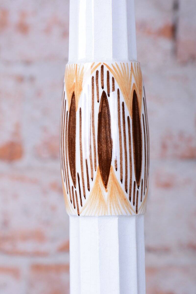 Art Deco Table Lamp in Ceramic and Textile Lampshade, Austria-Vienna, 1910s