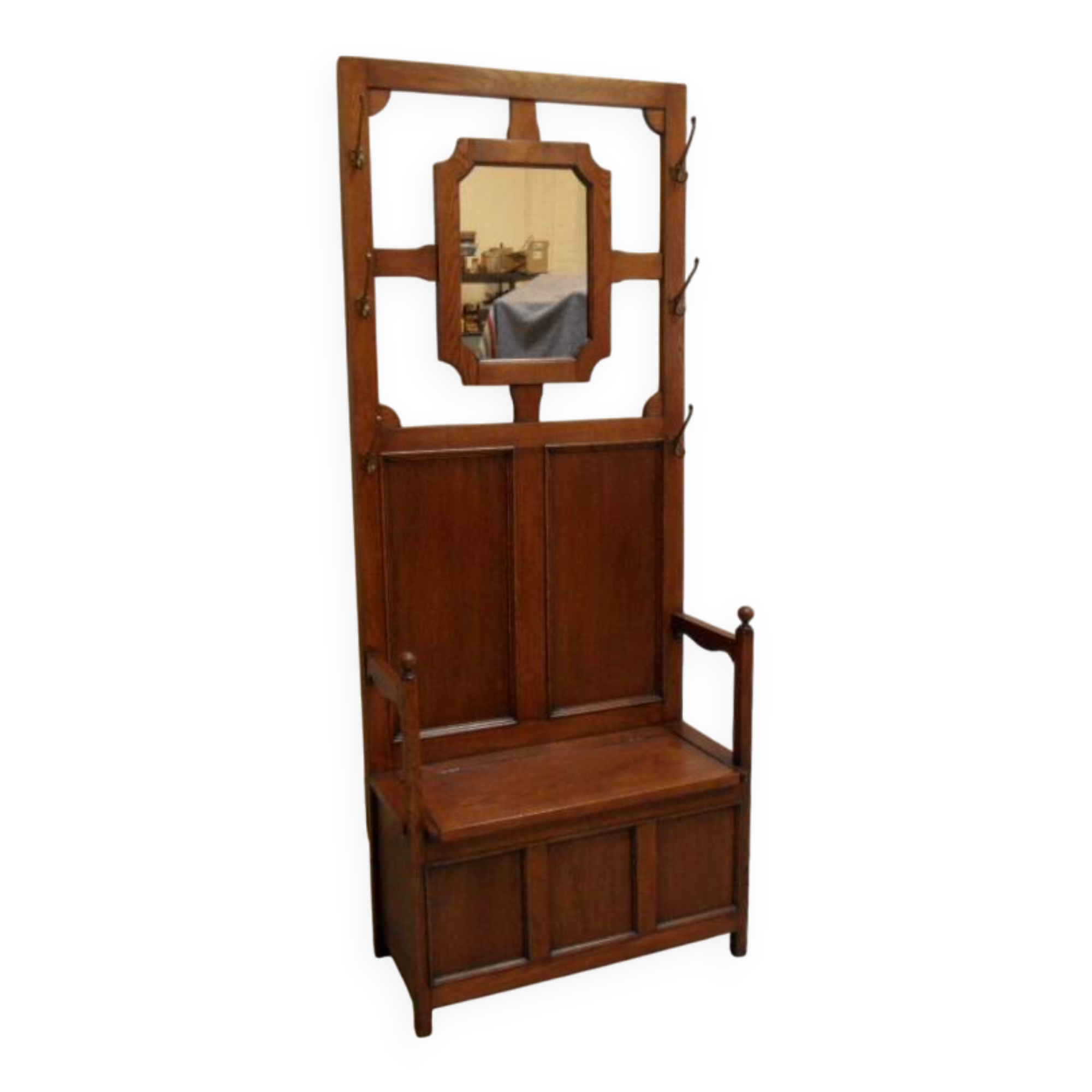 Antique oak entrance bench