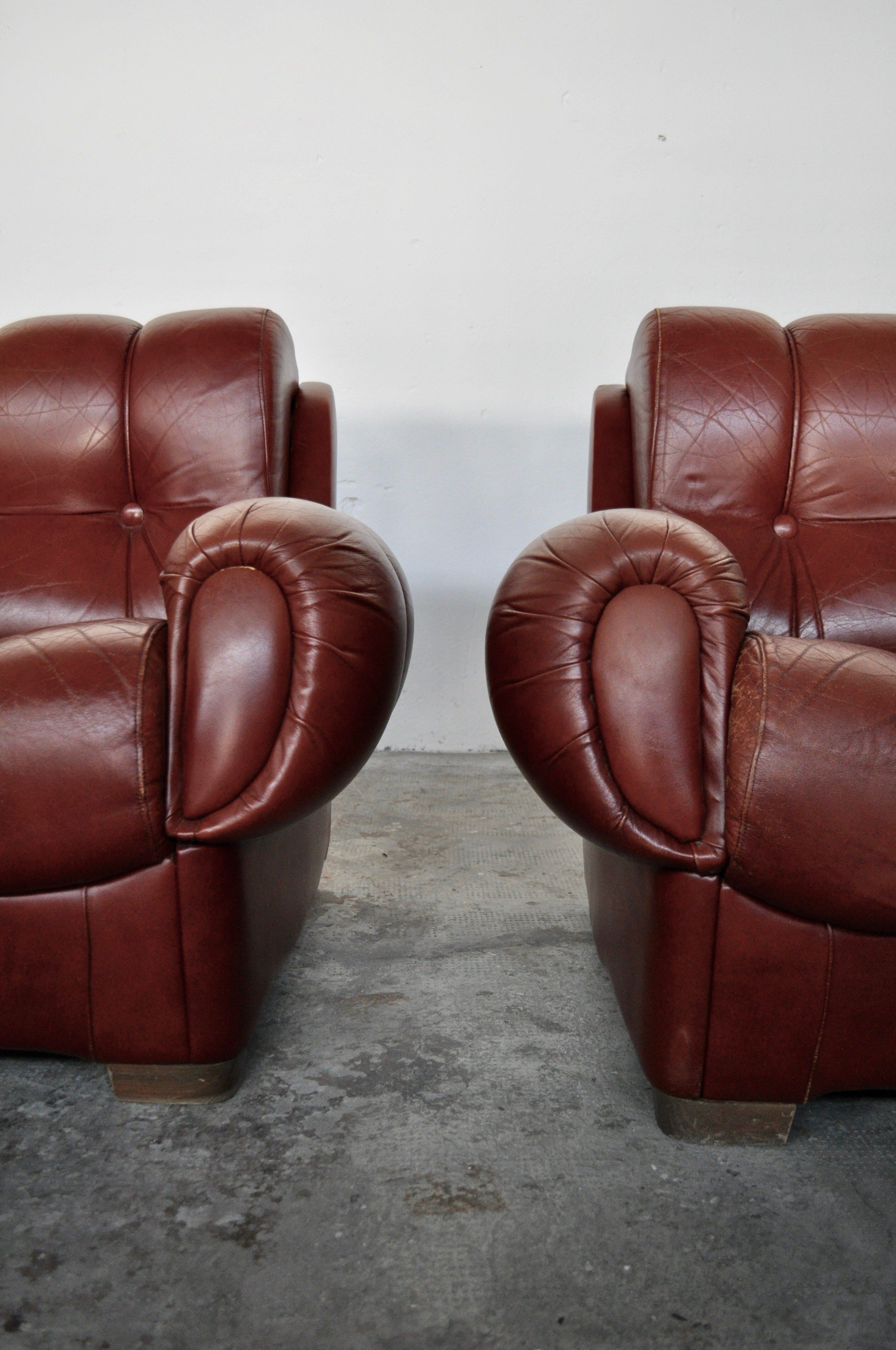 Vintage leather sofas, Italy, 70s, set of 2