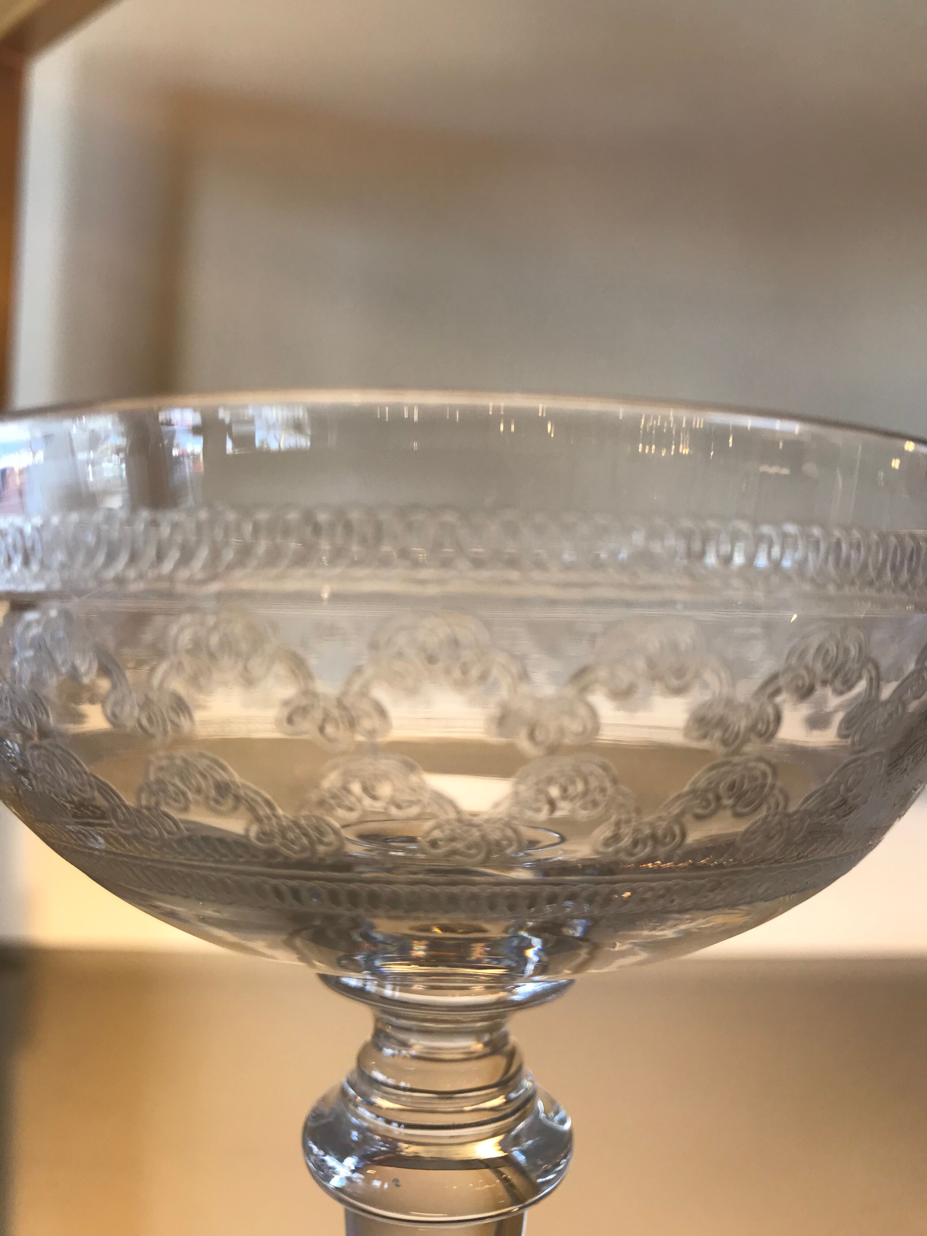 4 old glass champagne cups