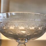 4 old glass champagne cups