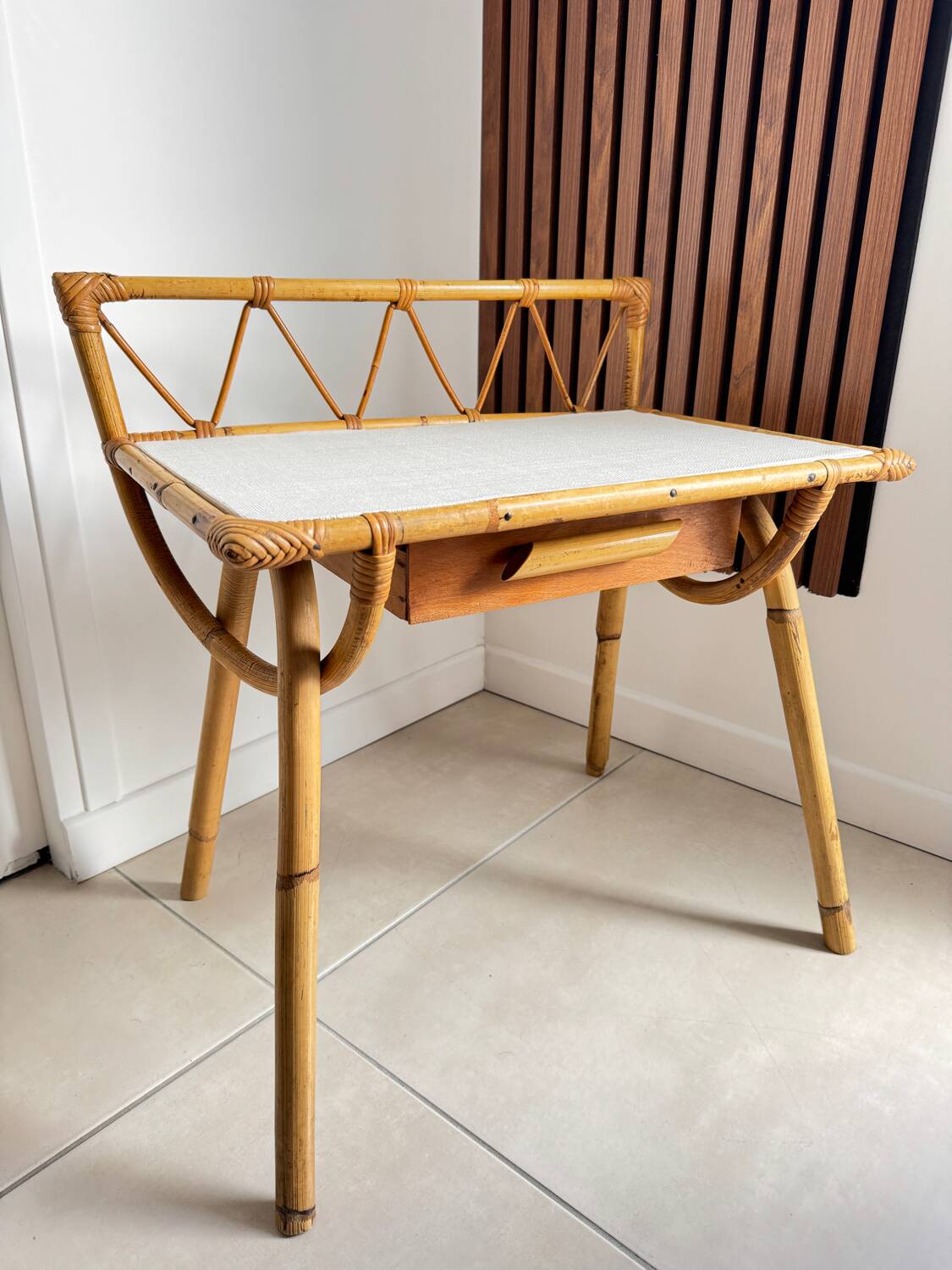 Vintage rattan side table