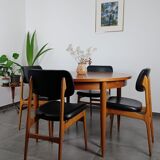 Series of 6 vintage chairs Stella imitation leather and wood