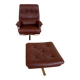 Vintage retro Arne Norell lounge chair & stool in burgundy leather