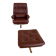 Vintage retro Arne Norell lounge chair & stool in burgundy leather