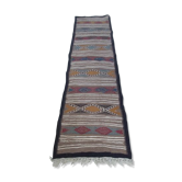 Tapis couloir multicolore fait main en pure laine 60x90cm