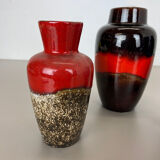 Set of Five Vintage Pottery Fat Lava Vases Made by Scheurich, Germany, 1970s