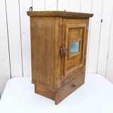 Vintage folk art mirror wall storage unit