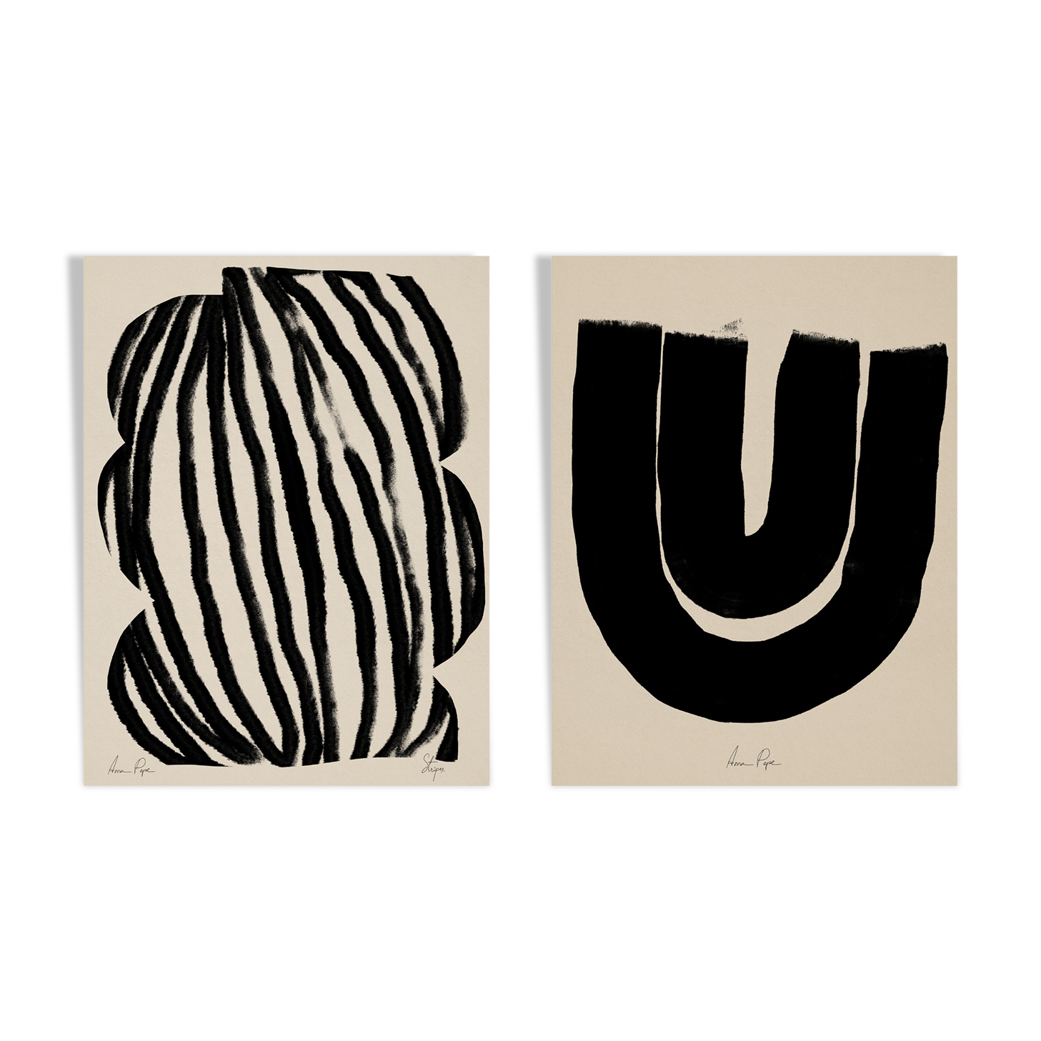 Pair of giclee prints, abstract wall art set of two, 50x70cm