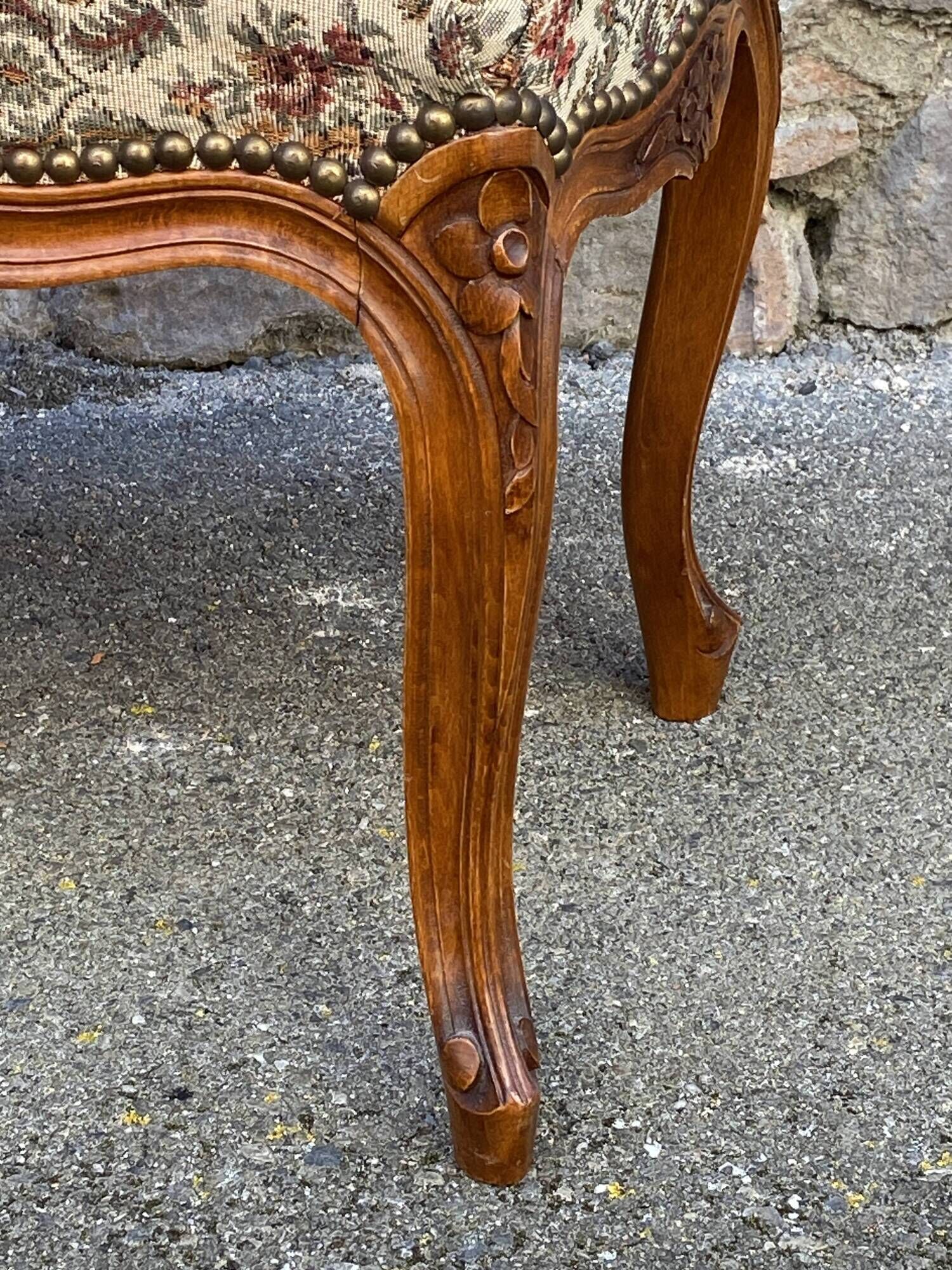 antique Louis XV Rocaille Rococo French vintage ottoman stool footstools
