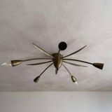 Mid-century Sputnik ceiling lamp brass 1950s