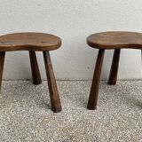 Pair of brutalist tripod stools