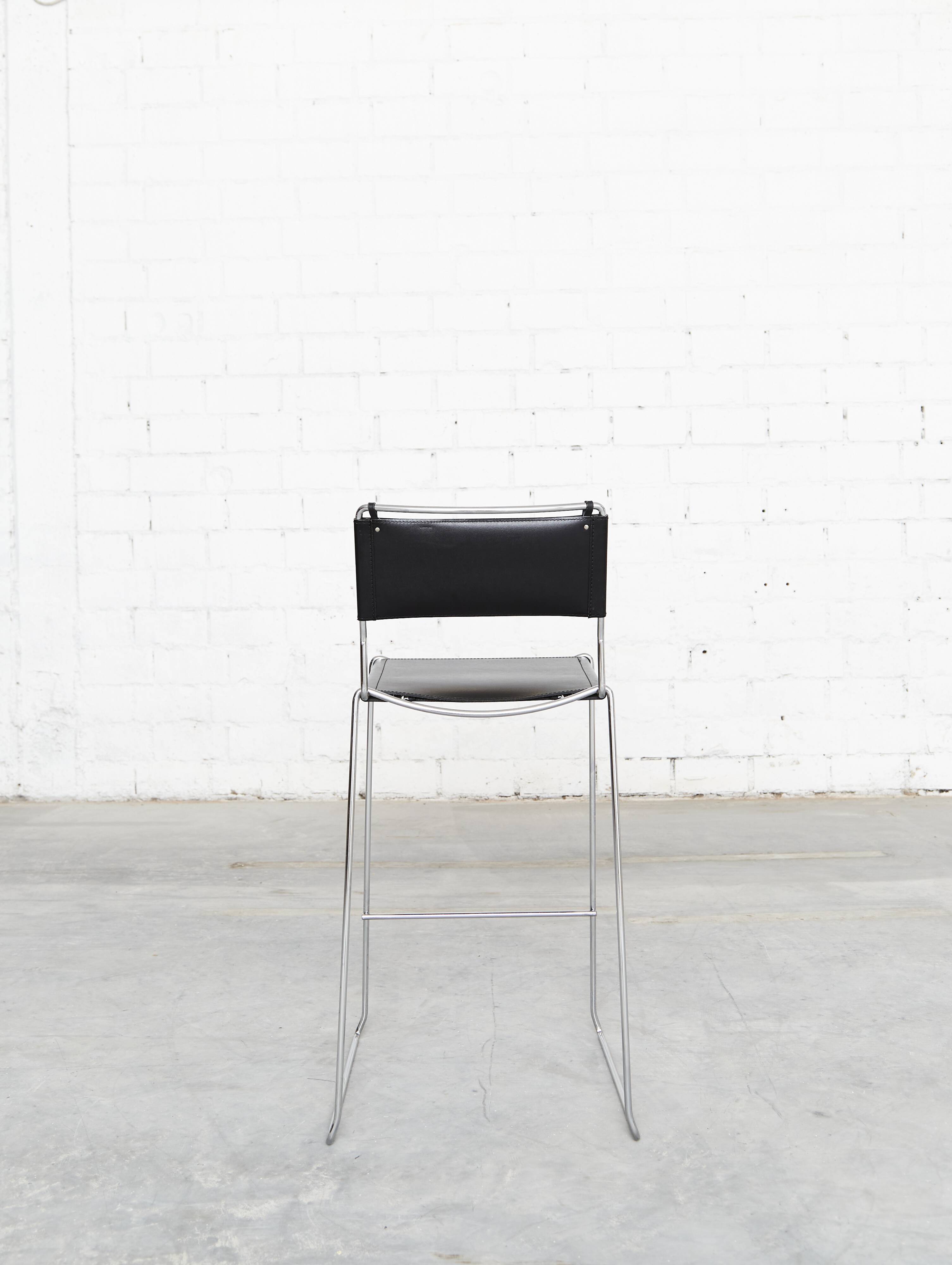 Leather barstools by Giandomenico Belotti for Alias, 1980s, set of 6