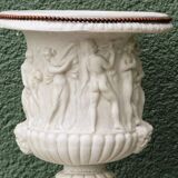 Pair of Medicis Borghese vases in porcelain biscuit and brass.