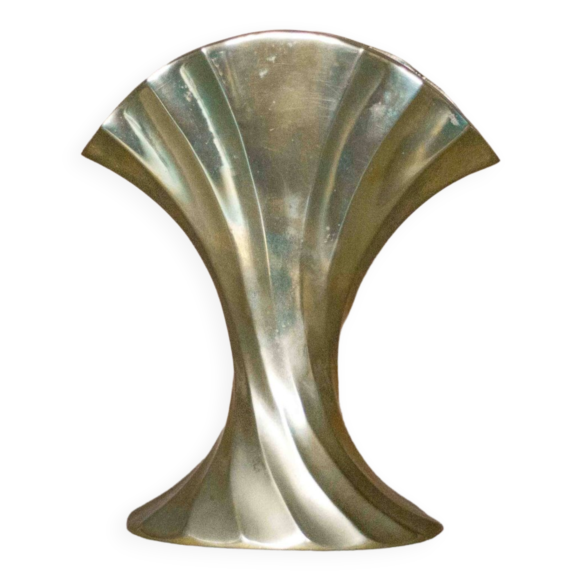 Vintage flared brass vase, sculptural vase, brutalist vase, fan vase, made in Germany