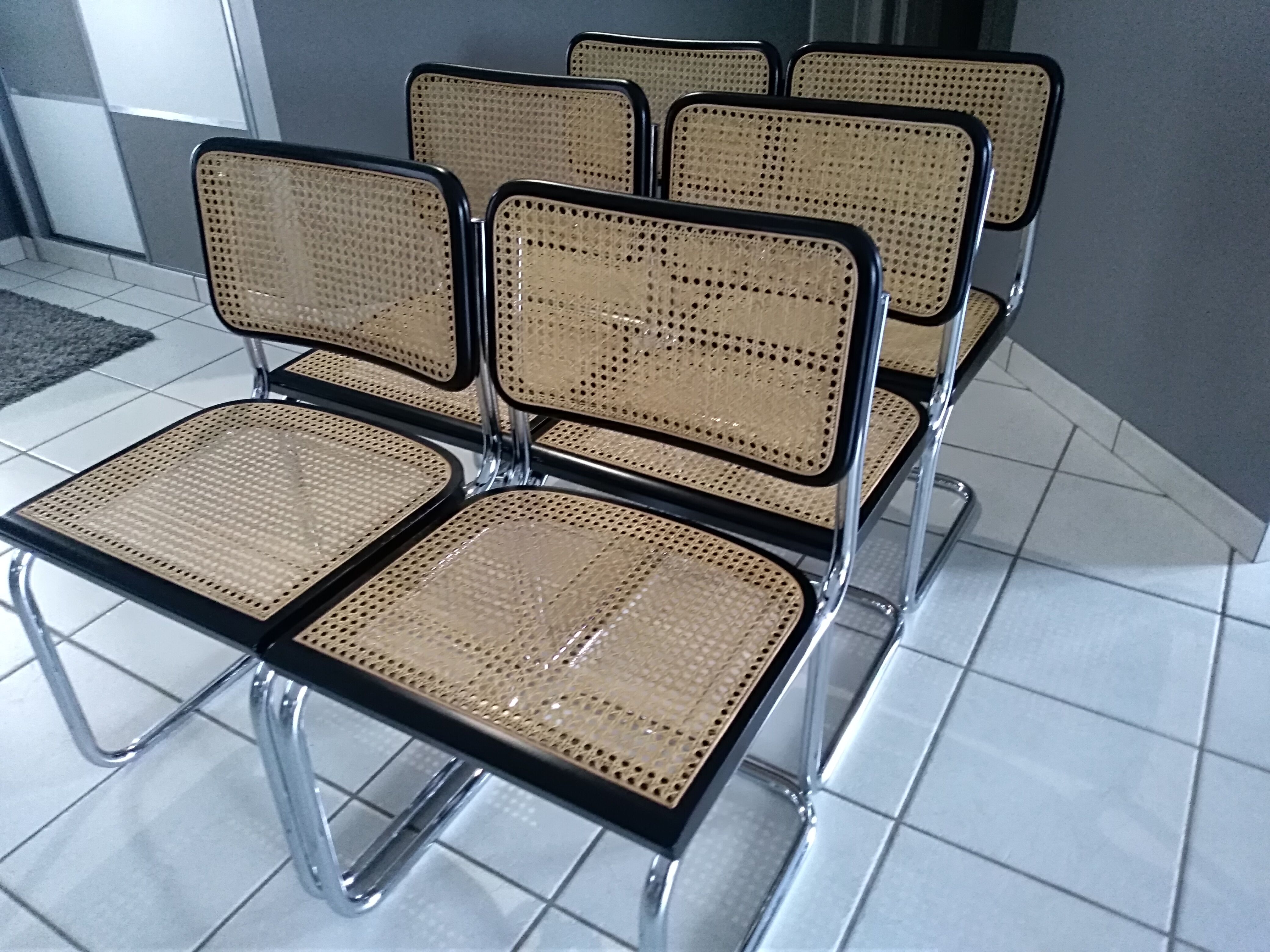 Suite de 6 chaises Cesca B32 par Marcel Breuer vintage année 1992