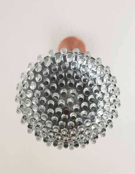 1/4 Vintage glass pendant light / brutalist copper bar lamps  MCM 1970s