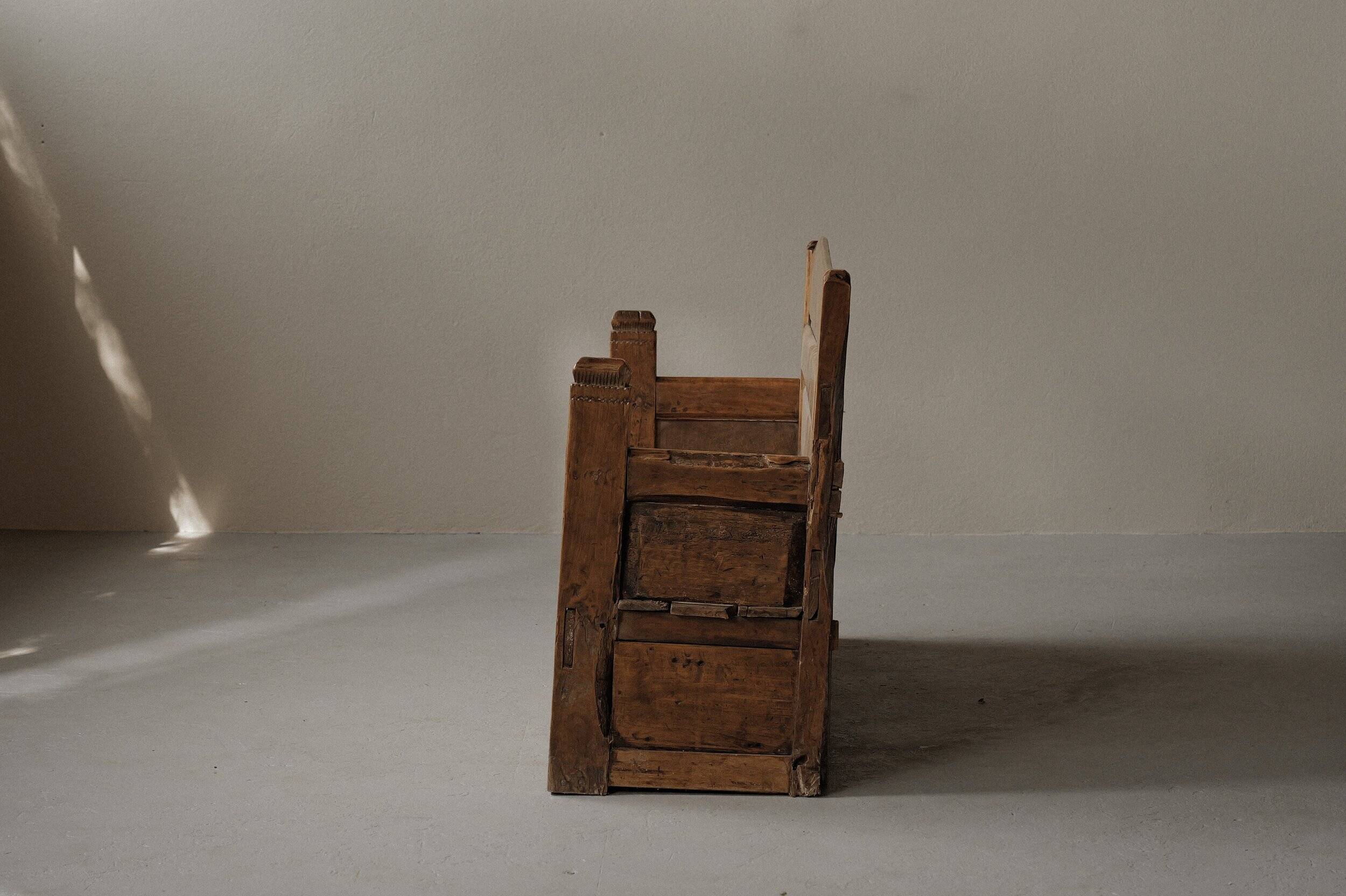 Folk art chest bench, Catalonia, 1800