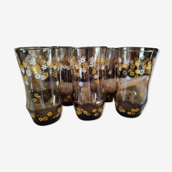Set of 6 vintage flower glasses