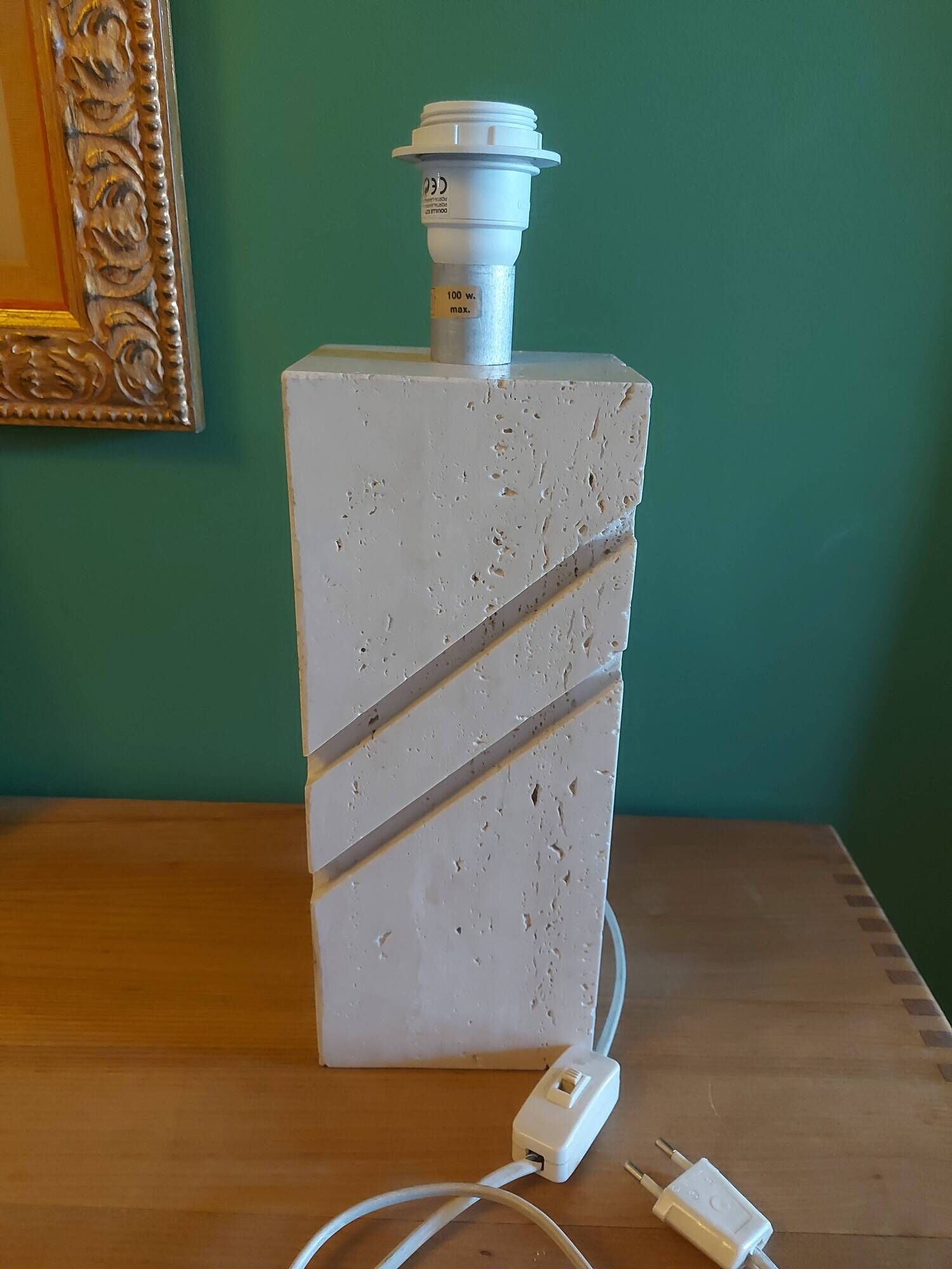 Travertine lamp foot with its original lampshade
