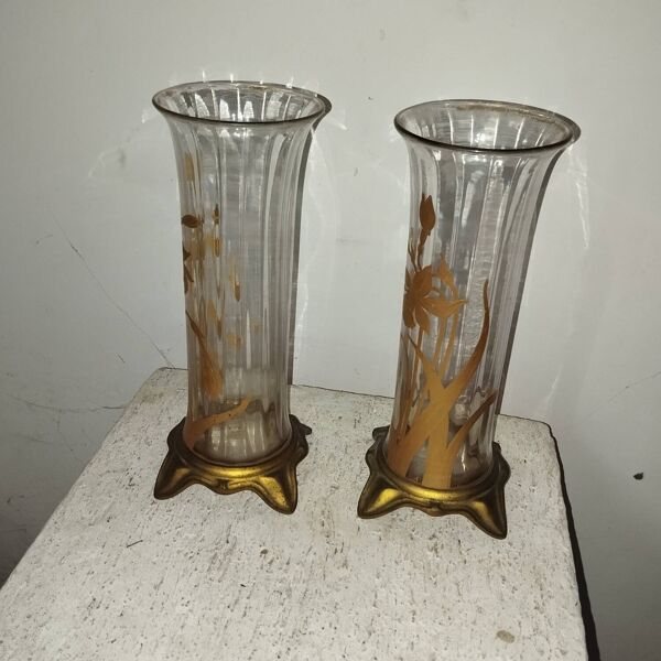 Paire de vases émaillés art-nouveau