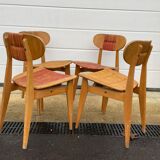 Series of 4 mulched chairs 1950 Roger landault publisher robert sentou