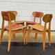 Série de 4 chaises paillées 1950 Roger landault  éditeur robert sentou