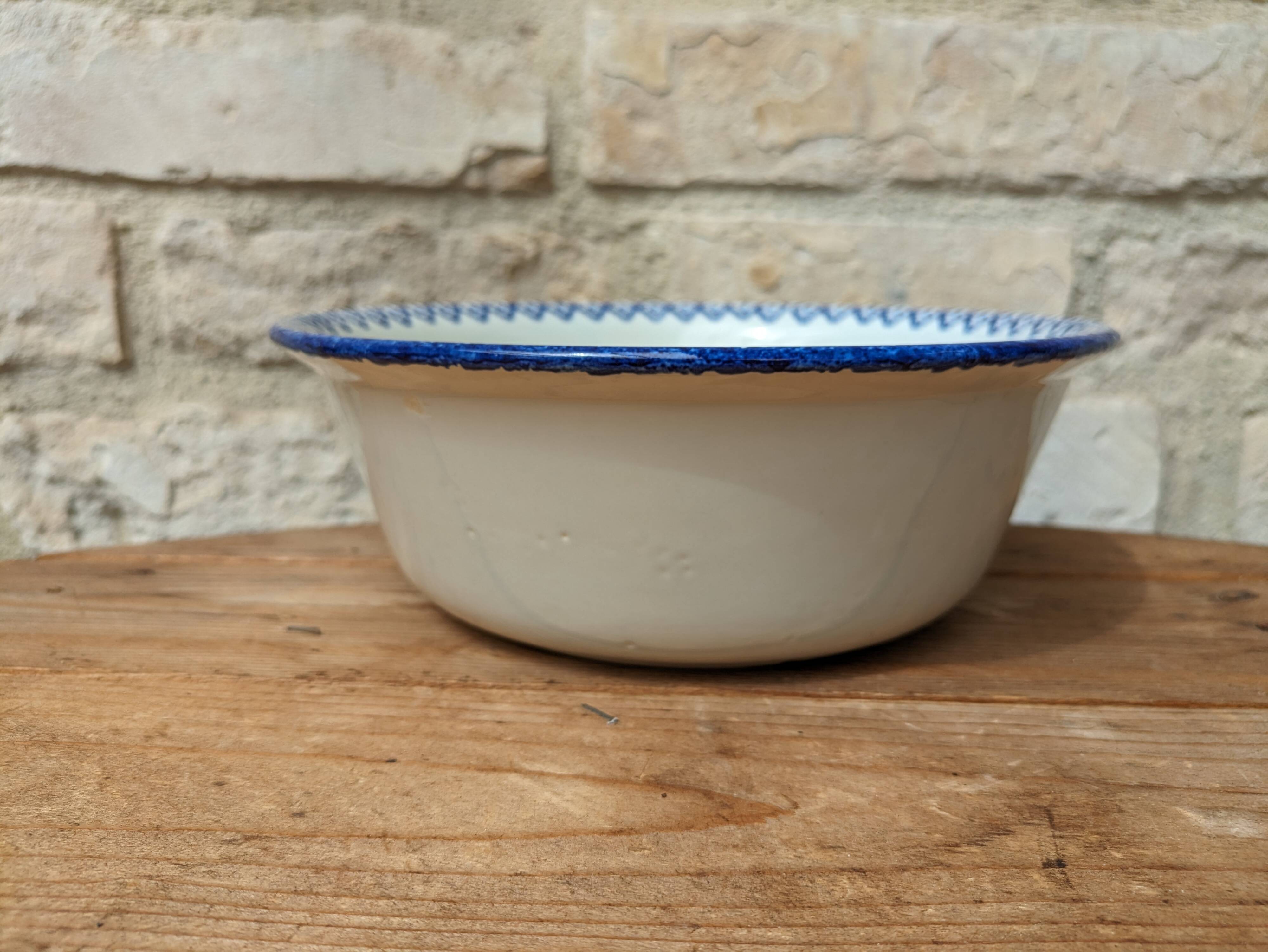 Old hollow serving dish with Saint Clément rooster motif France