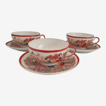 Trois tasses à thé ou à café en porcelaine du japon vintage