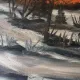 Vintage Winter Landscape Oil Painting